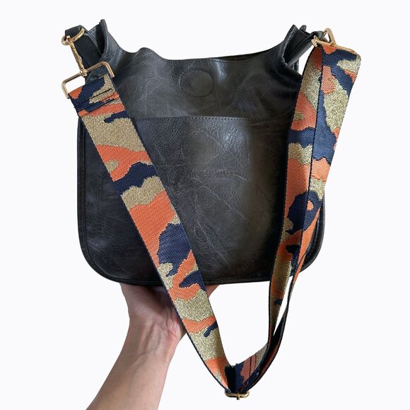 Ahdorned NY Vegan Leather Messenger Bag Charcoal Gray 2 Crossbody Straps Y2K 90s - Picture 3 of 11